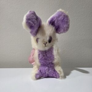 Vintage Real Fur Stuffed Purple Bunny Plush